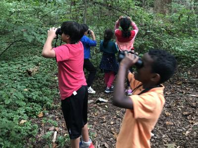 Third graders make observations in one of our newest outdoor learning spaces